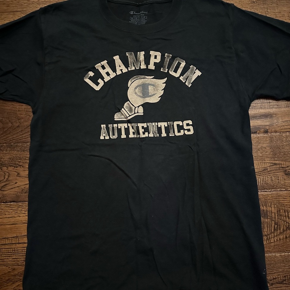 Champion Black Short Sleeve Tee with Vintage Logo